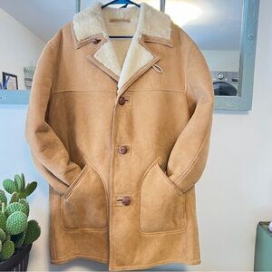 Vtg Matterhorn of Napa Rancher style suede sherling Sherpa coat - Size 42